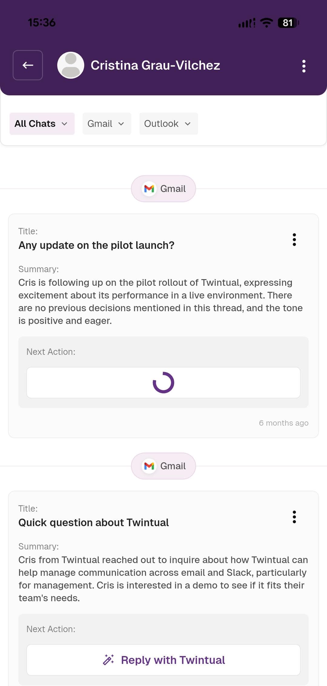 Chat View with AI-generated summary