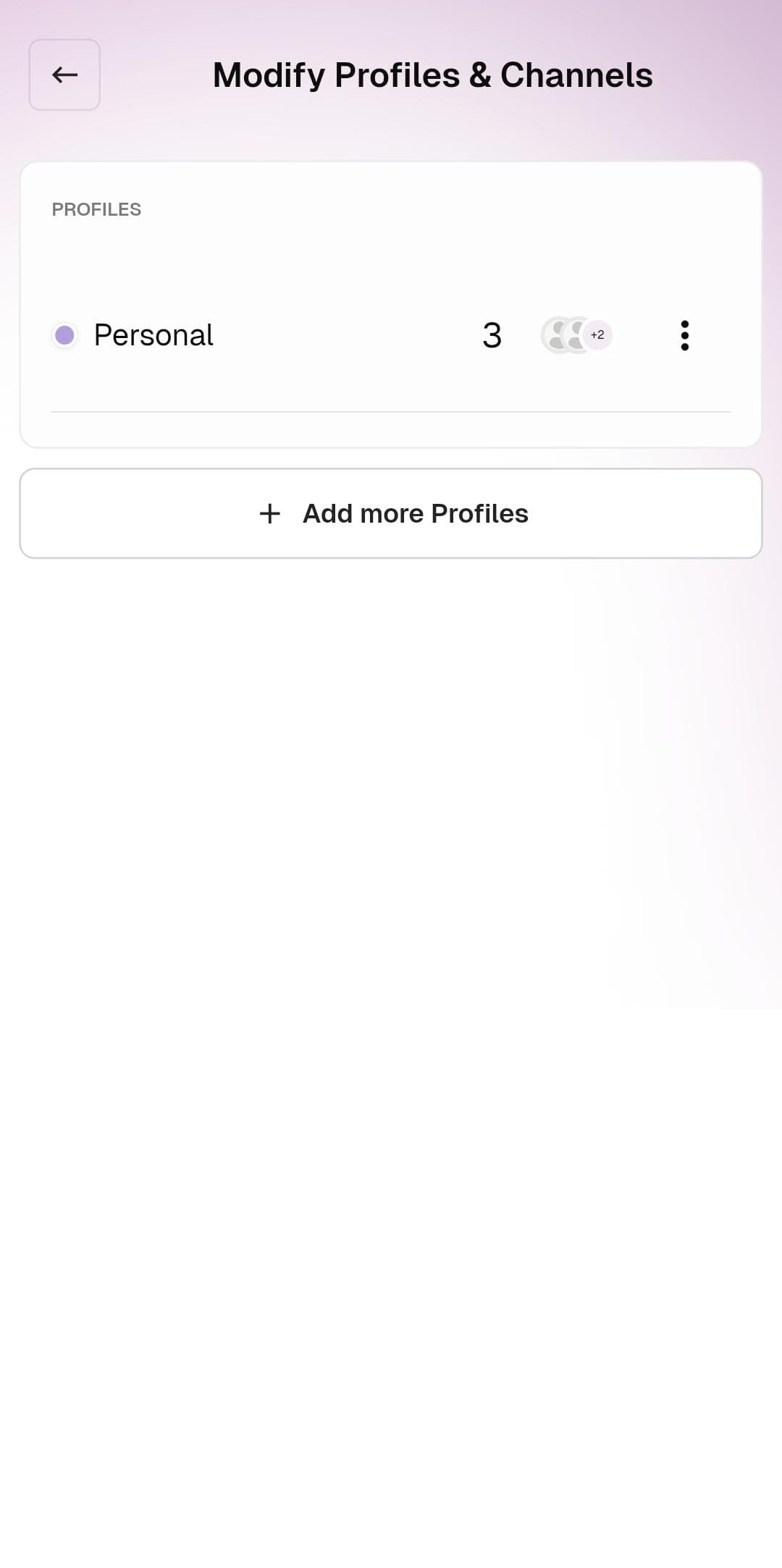 Modify Profiles & Channels screen